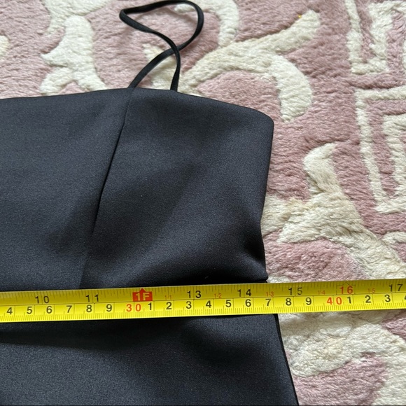 ASOS black mini slip dress sz 6 empire waist babydoll skater stretchy satin - Picture 6 of 7